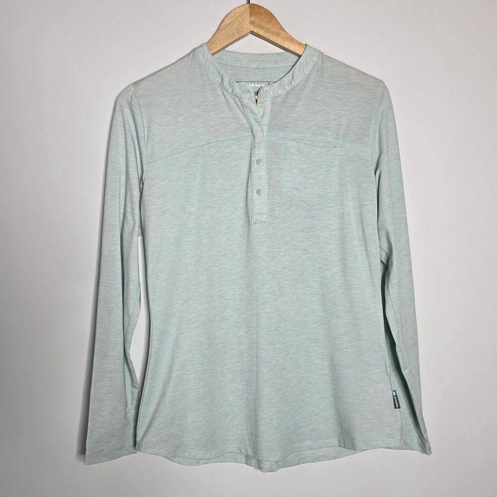 Simms Guide wear light green stretchy snap collar casual top Size medium
